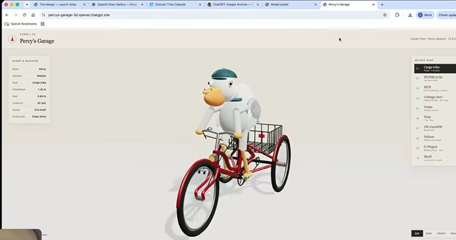 OpenAI livestream 3D pelicans · 三维作品