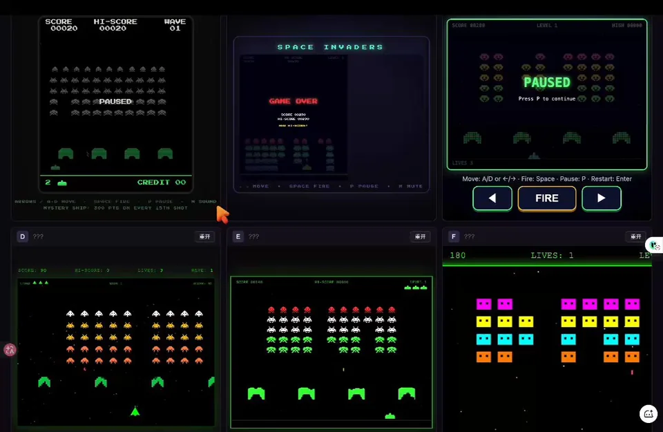 6 models Space Invaders · 视频
