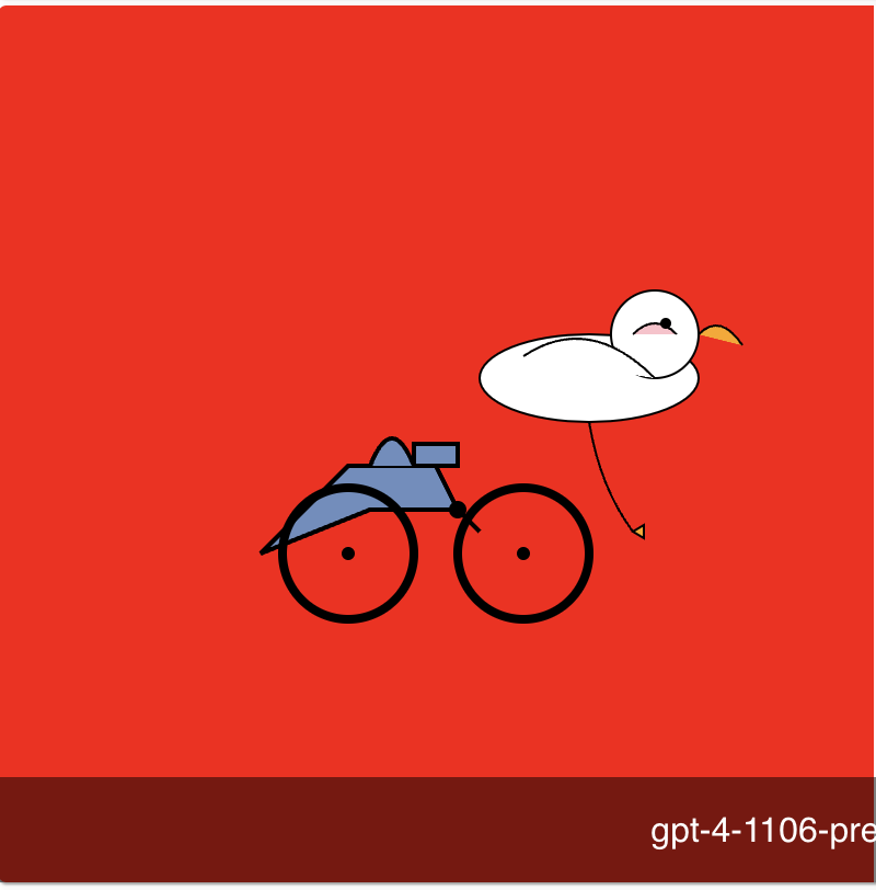 gpt-4-1106-preview · 2025 red-background SVG experiment · Faithful single-work crop corresponding to the model label
