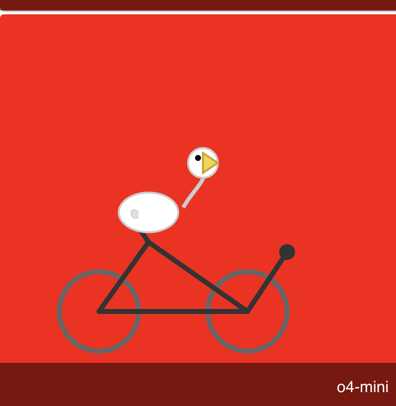 o4-mini · 2025 red-background SVG experiment · Faithful single-work crop corresponding to the model label