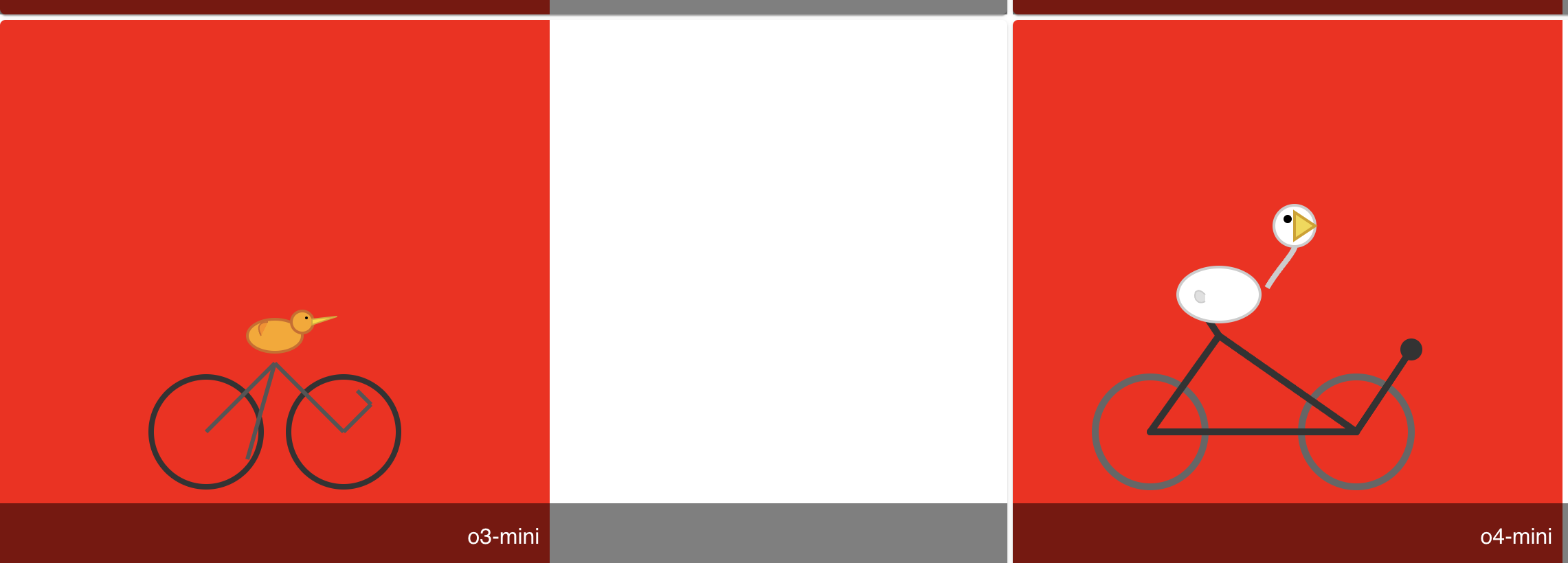 o4-mini · 2025 red-background SVG experiment · Complete original screenshot, detail attachment only