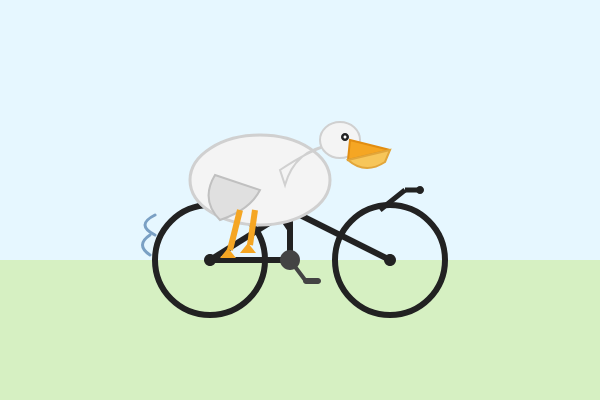 GPT 5.1 · 原作者 SVG 骑车鹈鹕预览 · 原帖 GPT 5.1 静态结果：完整原 PNG，600×400