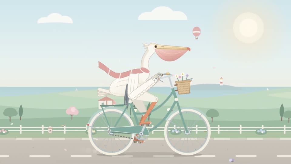 Gemini 4 Carbon · Coastal cycling and wing-flapping animation