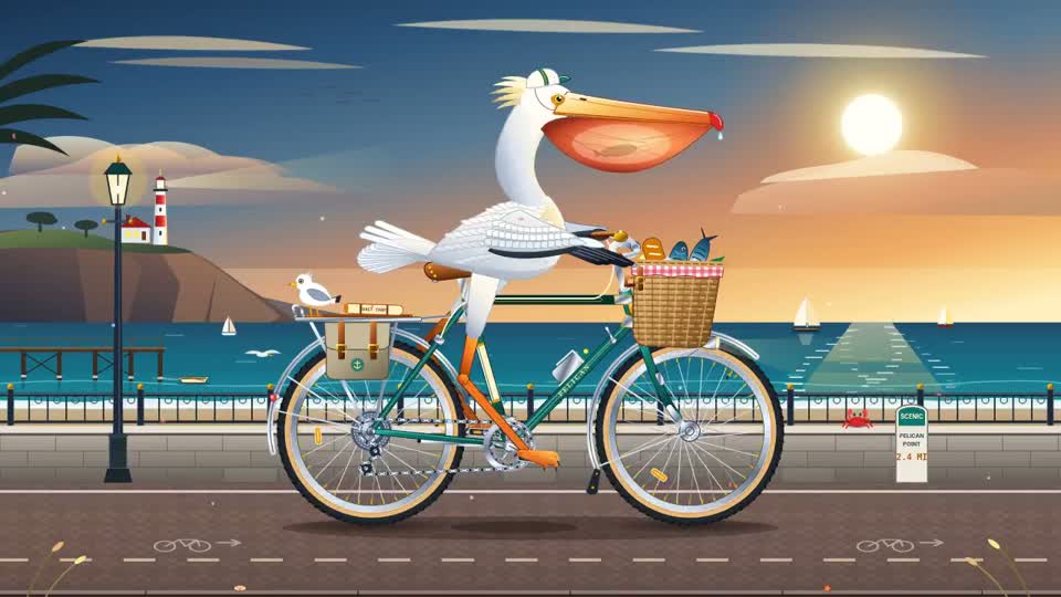 Coastal SVG cycling with a basket