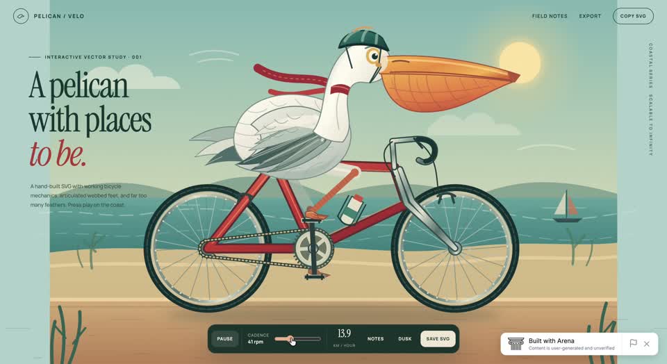 An anonymous Arena model draws a cyclist