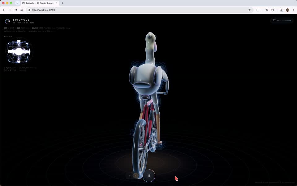 A cyclist built with a 3D Fourier engine