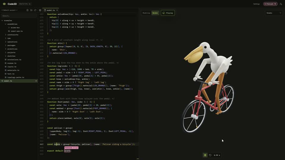 Code3D procedural 3D cyclist