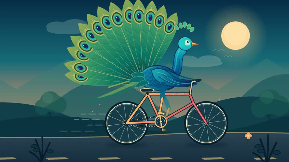 孔雀骑车 SVG 测试 · 已归档静态预览