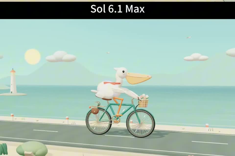 3D pelican cycling along the coast · Archived still preview