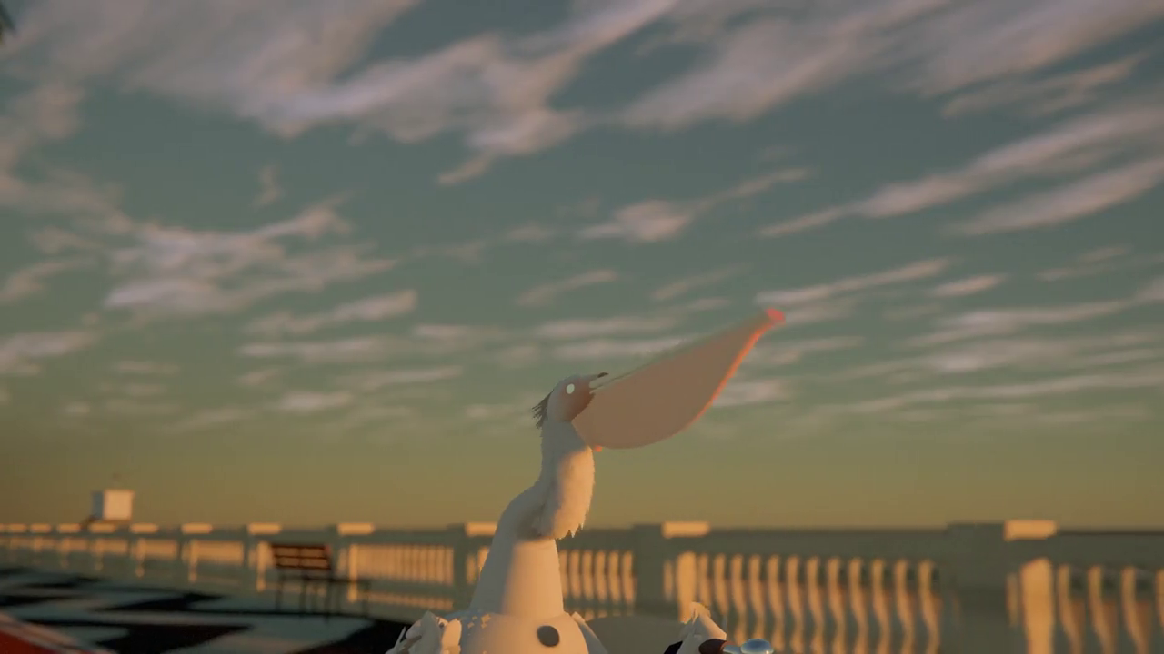 Opus 5.5 · From cycling to a pelican's day · Frame from original media · 77.413 s