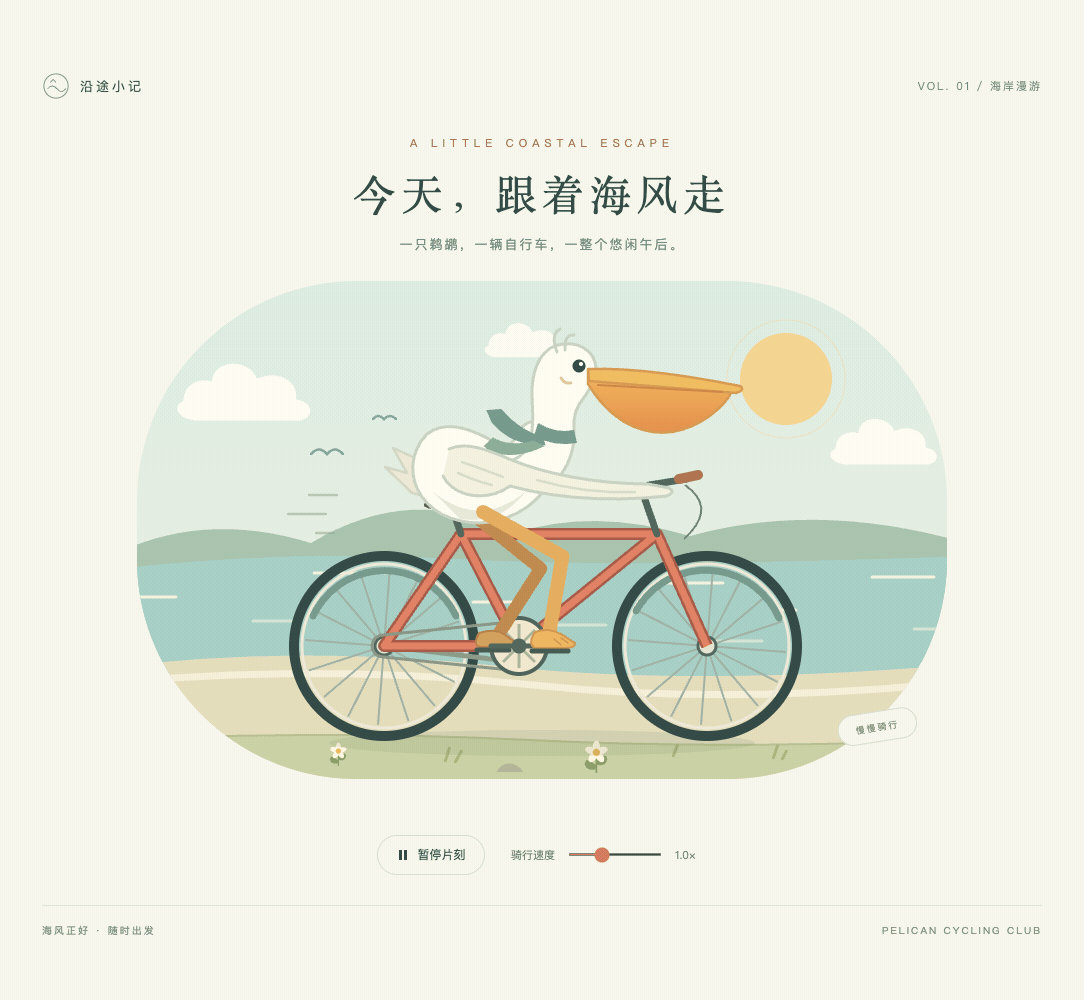 GPT-6.1 Sol High · Two coastal-cycling animations · Frame from original media · 1.55 s