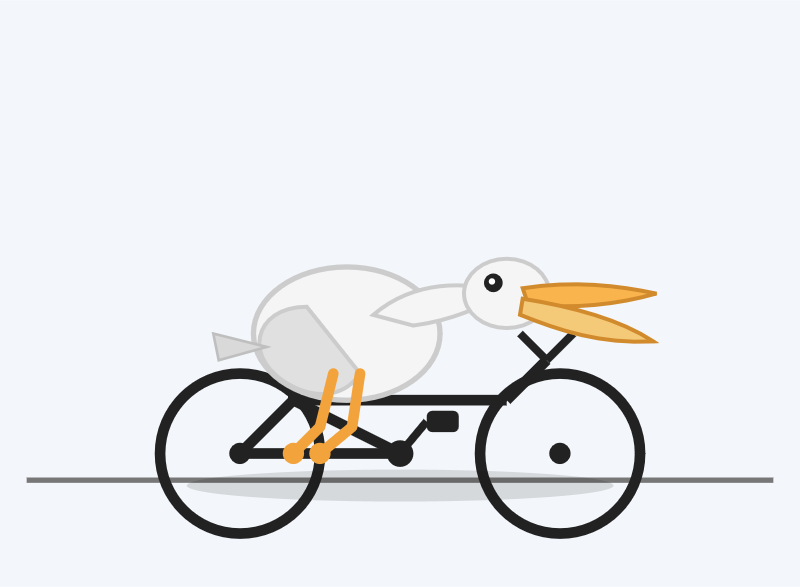 GPT-5.1 · The bicycle wheels have no spokes at all, the pelican is laying quite flat on it